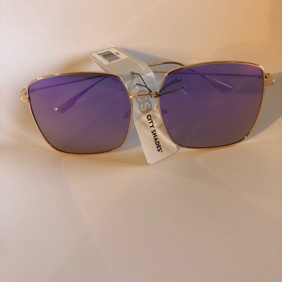 Oversized Square Rose gold thin mirror sunglasses - Picture 7 of 7